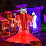 Tangkula 13.1 ft Halloween Hanging Clown w/Wings, Switch Controlled Animatronic Ghost w/Lighted Colorful Eyes