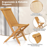 Tangkula Patio Folding Chairs Set of 2/4, Outdoor Teak Wood Chairs w/Slatted Seat & Backrest, X-Shaped Frame