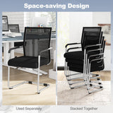 Tangkula Stackable Conference Chairs Set of 4/8/12, Mid Back Office Guest Chairs with Mesh Fabric & Sled Base