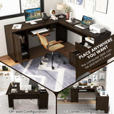 Tangkula L-Shaped Desk, 66" x 66" Corner Computer Desk with Drawers and Storage Cabinet