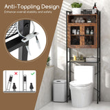 Tangkula Over The Toilet Storage Cabinet, 5-Tier Bathroom Space Saver w/2 Metal Mesh Doors & 3-Position Adjustable Shelf