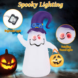 Tangkula 6 FT Halloween Inflatable Cute Ghost with Jack-O-Lantern