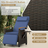 Tangkula Patio Wicker Recliner Chair, Rattan Lounge Chair w/Adjustable Backrest & Footrest