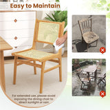 Tangkula Rattan Dining Chair, Farmhouse Kitchen Side Chairs w/Natural Cane Woven Backrest & Seat & Teak Wood Frame