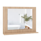 Tangkula Bathroom Mirror with Shelf, 23.5" x 17.5" Rectangle Wood Frame Bathroom Vanity Mirror for over Sink