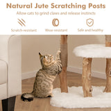 Tangkula Solid Wood Cat Tree, Modern Wooden Cat Tower with Perch, Jute Scratching Posts, Dangling Ball