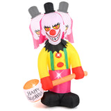 Tangkula 8 FT Inflatable  Halloween Head Turning Clown, LED Lighted Animated Clown with Hammer & Flashing Eyes