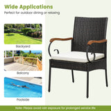 Set of 2, Outdoor PE Rattan Chairs with Soft Zippered Cushion, Heavy-Duty Metal Frame & All-Weather Wicker