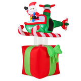 Tangkula 6 FT Christmas Inflatable Santa Claus Flying Helicopter on Gift Box