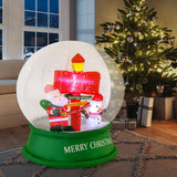 Tangkula 4.2 FT Christmas Inflatable Santa Snow Globe, Light Up Crystal Ball with Santa, Snowman & Road Sign