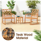 Tangkula Teak Wood Rocking Chair, Oversized Porch Rocker with Backrest and Slatted Seat (1/2, 32 x 28 x 35 Inch)