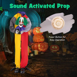 Tangkula 4.5 FT Halloween Grins Animatronic Clown with Pre-Recorded Phrases, LED Glowing Red Eyes