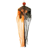 Tangkula 8.2 FT Halloween Hanging Pumpkin Ghost, Light-up Scary Prop for Haunted House with Red Glowing Eyes & Bendable Arms