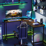 Tangkula L-Shaped Office Desk, L Shaped Corner Desk with Power Outlets, USB Ports