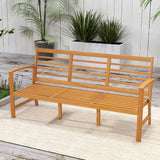 Tangkula Patio 64 Inch Wood Bench, 3-Seat Extra Long Acacia Chair w/Seat Cushion