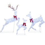 Tangkula 3-Piece Christmas Lighted Reindeer Family Set, Xmas Pre-Lit Reindeer with 255 Cold White LED Lights