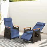 Tangkula Patio Wicker Recliner Chair, Rattan Lounge Chair w/Adjustable Backrest & Footrest