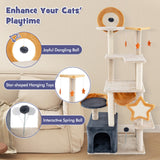 Tangkula Cat Tree Tower, 63 Inch Multi-Level Cat Tower with Cat Condo