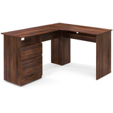 Tangkula L-Shaped Desk with 2 Storage Drawers, 59” Corner Computer Desk with File Drawer & Open Shelf