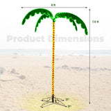 Tangkula Artificial Lighted Palm Tree, 7.5 FT Coconut Plam Tree w/ 4 Fronds & Metal Base