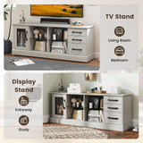 Tangkula TV Stand for 73-Inch TVs, 63” Media Console Table with 3 Drawers