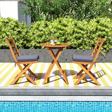 Tangkula 3 Piece Patio Wood Bistro Set, Folding Table Chair Set w/Soft Seat Cushions