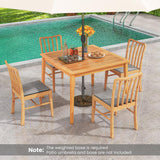 Tangkula 4-Person Outdoor Acacia Wood Dining Table, 39” Square Bistro Table with 1.96” Umbrella Hole