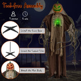 Tangkula 6 FT Halloween Light Up Talking Ghost Pumpkin with Glowing Ribs and Moving Head