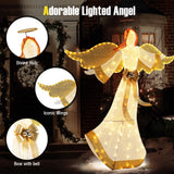 Tangkula 5.2 FT Outdoor Christmas Lighted Angel, Xmas Pre-lit 3D Winged Angel with Halo