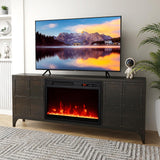 Tangkula 18 Inches Electric Fireplace, 5,000 BTU Fireplace Insert w/Remote Control, Crystal Stones