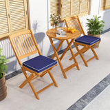 Tangkula 3 Pieces Acacia Wood Patio Folding Bistro Set, Outdoor Table and Chairs Set with Soft Cushions