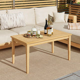 Tangkula Outdoor Teak Wood Coffee Table, Premium Solid Wood Patio Side Table w/Slatted Tabletop