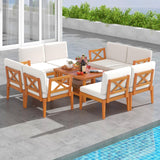 Tangkula 5 Pieces Acacia Wood Patio Furniture Set, Outdoor Sectional Conversation Set with Cushions