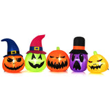 Tangkula 9 FT Inflatable Halloween Pumpkin Patch Family, Blow up Yard Decoration with Built-in LED Lights and Witch Hats