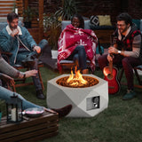 Tangkula Propane Fire Pit Table, 28” Hexagon Terrazzo Gas Fire Pit, Protective Cover & Tank Seat Included, 40,000 BTU Smokeless Fire Pit