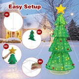 Tangkula 6.2 FT Lighted Pop-up Christmas Tree, Indoor/Outdoor Pre-Lit Xmas Tree with 200 LED Lights