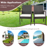 Tangkula 5-Piece Outdoor Dining Set with Acacia Wood Table & 4 Wicker Rattan Armrest Chairs