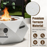 Tangkula Propane Fire Pit Table Set, 28” Hexagon Terrazzo Gas Fire Pit with Hideaway Tank Holder