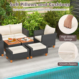 Tangkula 7 Pieces Patio Furniture Set, PE Rattan Sectional Sofa Set with Loveseat