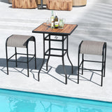 Tangkula 5-Piece Patio Dining Set, Outdoor 27.5" Bar Height Table & 4 30" Barstools w/Umbrella Hole