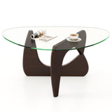 Tangkula Triangle Glass Coffee Table, Mid-Century Modern Center Table with Tempered Glass Top