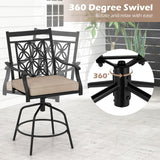 Tangkula Outdoor Swivel Bar Stools Set, Bar Height Patio Chairs with Seat Cushions