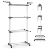 Tangkula 4-Tier Clothes Drying Rack, Collapsible Laundry Rack Stand with 2 Hanger Holders