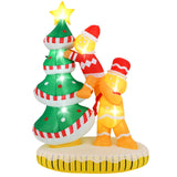 Tangkula 7 FT Lighted Christmas Inflatable Gingerbread Men Climbing Christmas Tree with LED Lights & Built-in Fan