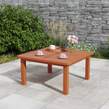 Tangkula Patio Coffee Table with Umbrella Hole, Outdoor Solid Wood Side Table with Slatted Tabletop & Teak Oil Finish