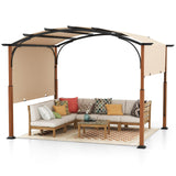 Tangkula 10x12Ft Pergola, Arched Patio Pergola with Retractable Sun Shade Canopy