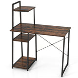 Tangkula Computer Desk with Shelves, Space Saving Home Office Desk with 3-Tier Ladder Shaped Storage Bookshelf