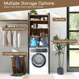 Tangkula Over The Toilet Storage Cabinet, 5-Tier Bathroom Space Saver w/2 Metal Mesh Doors & 3-Position Adjustable Shelf