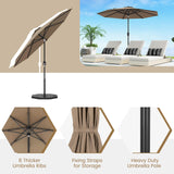 Tangkula 9FT Patio Umbrella, Outdoor Market Table Umbrella with Push Button Tilt Adjustment, Crank & 6 Sturdy Ribs for Garden