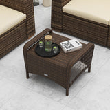 Tangkula 2 Pieces Patio PE Wicker Ottomans with Removable Cushions